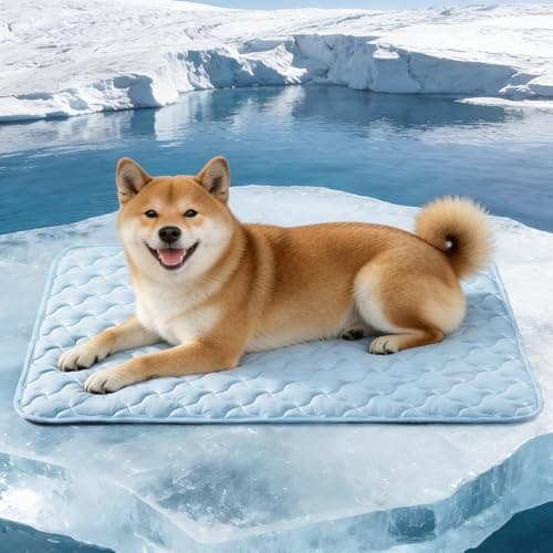 GASUR Cooling Mat for Large Dogs, Q-Max>0.5 Instant Temp Drop Dog Cooling Mats, Cooling Pad for Dog- Summer Indoor Outdoor Travel Use, Snag Resistant，Machine Washable& Anti-Slip, 36"X26" Blue
