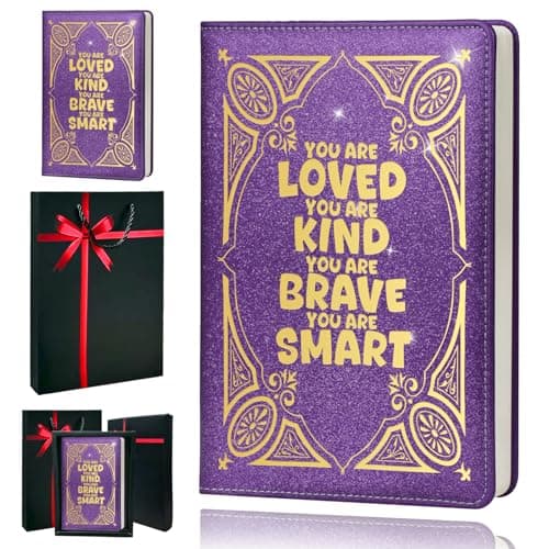 QDWXDEL Journal For Women,A5 Hardcover Leather Journal - 200 Pages Premium Paper Notebook, Journal Notebook for School, Work (You Are Loved Purple) - Image 1