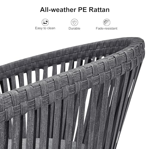PURPLE LEAF 14 Pieces Outdoor Dining Set with Cushion Rattan Modern, Grey - Thumbnail 2