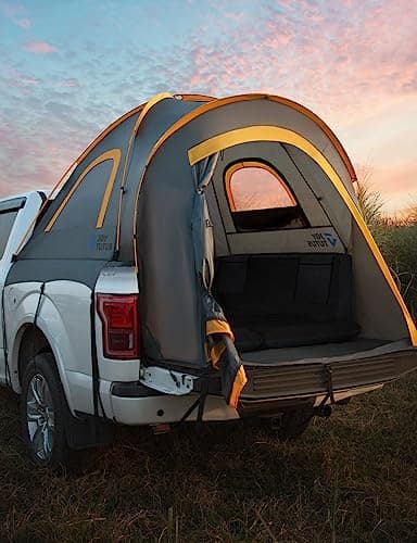 JOYTUTUS Pickup Truck Tent 5ft 2.0, Waterproof PU2000mm Double Layer for 2 Person, Portable Truck Bed Tent with Rainfly - Orange, Aluminum Pole - Thumbnail 2
