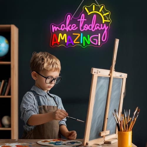 Make Today Amazing Neon Sign Classroom Wall Decor Reading Neon Signs with Sunrise LED Lights for Bedroom Reading Corner Lights Up Sign for Library Study Office LED Gift for Teens Teachers - Thumbnail 2