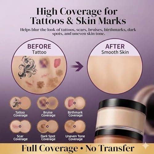 Tattoo Cover Up Makeup Waterproof, Full Coverage Body Concealer - Thumbnail 3