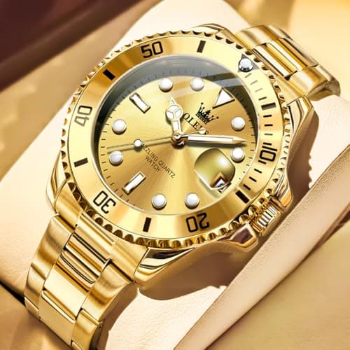 OLEVS Watch Men Gold Watches for Men Classic Mens Luxury Watches with Date Waterproof Big Face Fashion Stainless Steel Metal Quartz Analog Dress Men's Watch Relojes De Hombre - Thumbnail 2