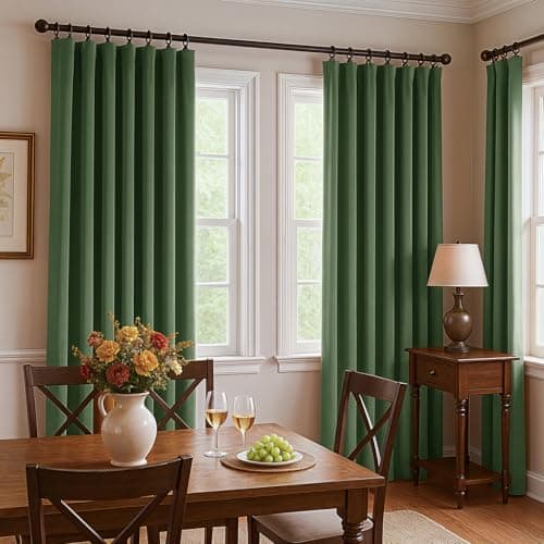 Uqocnh Green Velvet Curtains 63 Inches Long, Thermal Insulated Olive Green Blackout Curtains for Living Room Bedroom Curtain Set Rod Pocket Back Tab Room Darkening Drapes, 2 Panel Olive Green - Thumbnail 6