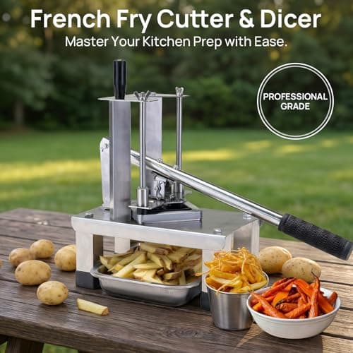 ARINOO Commercial French Fry Cutter and Vegetable Dicer with 3 Stainless Steel Blades – 3/8", 1/2", 1/4" – Heavy Duty Stainless Steel Potato Slicer for Home and Restaurant Use - Thumbnail 2