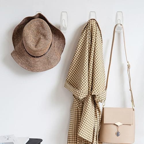 25 Large Wall Hooks for Hanging Heavy Duty, with 32 Removable Strips, Clear Hanger Hooks, Damage-Free Utility Hooks with Adhesive Strips, Plastic wall Hook for Key, Shower, Towel, Coat, Door, Hat. - Thumbnail 3