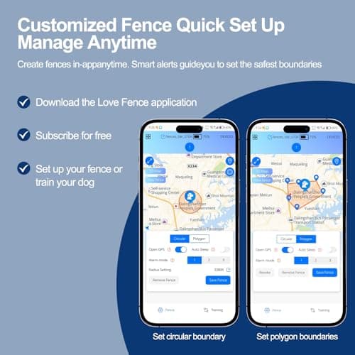Wireless Electric GPS Dog Collar Fence for Mediume/Large Dog: Upgrade Pet Shock Barrier Containment System Yard Outdoor Perimeter,Stubborn Dog Train Bluetooth Collar for Dog Parent Red - Thumbnail 4