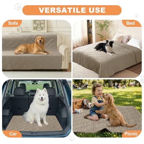 Vmeyiek 100% Waterproof Dog Bed Cover Pet Blanket(30"x71"),7-Layer Reversible Washable Sofa Couch for Furniture Car (Khaki+Khaki) - Thumbnail 4
