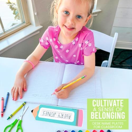 Hadley Designs Desk Name Tags for Classroom - 36 Student Desk Name Plates for Classroom Decor, 9x3 Pastel Nametags Cubby Labels Teacher Supplies, 1st 2nd 3rd Grade Kindergarten Preschool Must Haves - Thumbnail 4