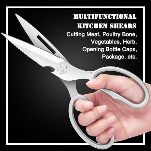 SLEMOON Heavy Duty Poultry Shears That Come Apart, All Purpose Kitchen Shears for Food,3Cr14 Fully Forged Stainless Steel Sharp Blades for Chicken,Meat,Seafood,Herbs Kitchen Scissors - Thumbnail 2