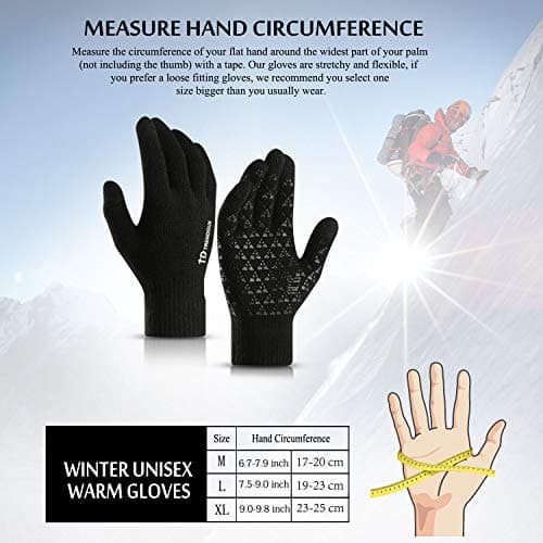 TRENDOUX Black Touchscreen Gloves for Men, Unisex Adult XL Big Hand Warm Thin Stretchy Gloves for Driving Running Hiking Office Computer - Thumbnail 5