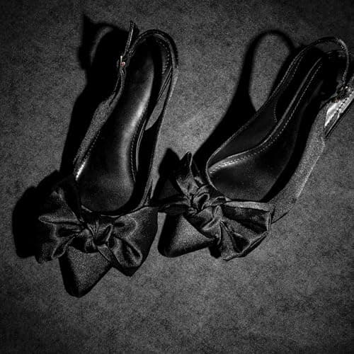 RUSAUISE Black Heels with Bow Pumps Satin Kitten Heels Sexy Slingback Heels Dress Shoes Comfortable Closed Pointed Toe High Heel Elegant Silk Size 8.5 - Thumbnail 6