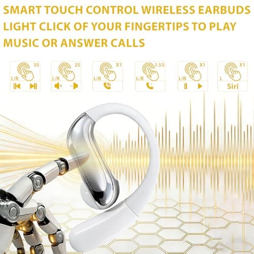 Molufeibe Open Ear Earbuds Wireless Bluetooth - Ear Buds with Hooks, ENC Noise Cancelling Headphones for Sports, 60Hrs Playback Clear Call, IPX5 Waterproof Earphones for Sport Running Exercising - Thumbnail 3