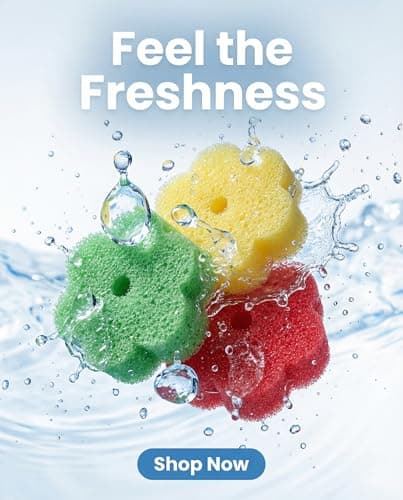 Scrub Flower Temperature Sensitive Sponges -Non-Scratch Scrubbers for Kitchen & Home - Firm in Cold & Soft in Warm Water - Odor Resistant Color-Coded Dish Sponges (Garden Mint, 3 Count) - Thumbnail 6