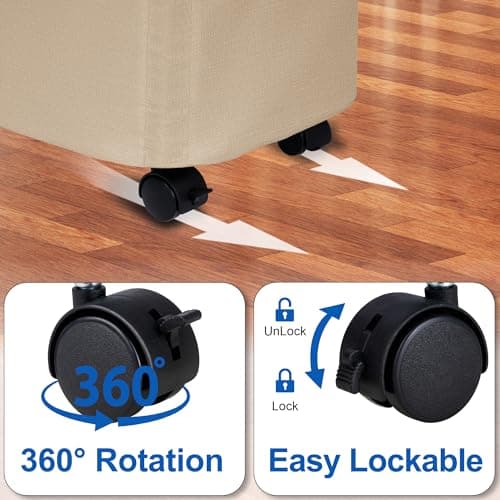 Slim Laundry Hamper with Wheels,15 Gal (55L) Rolling Laundry Basket with lid and wheels Clothes Hamper Foldable Tall Dirty Clothes Basket Sturdy Collapsible Clothes Hamper for Dorm,Laundry Room - Thumbnail 4