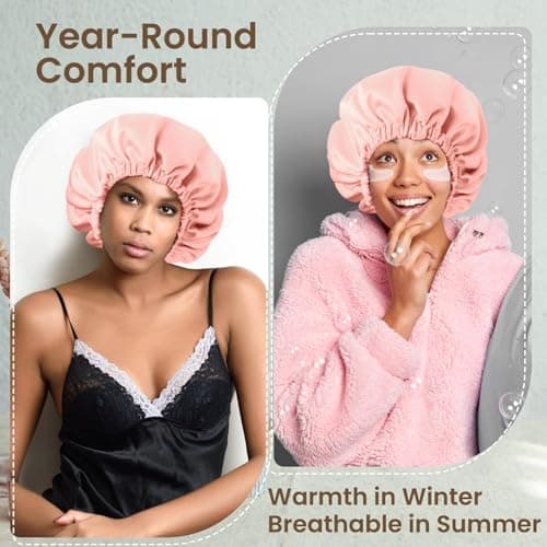 Zixsavk Adjustable Double Layer Silk-Satin Hair Bonnet for Women - Sleep Hair Protector Ideal for Natural Curly Hair, Anti-Frizz & Moisture Retention (Dark green,Large) - Thumbnail 6