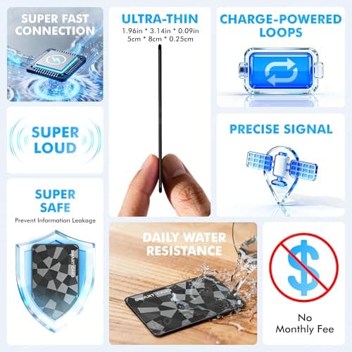 Wallet Tracker Card for iOS & Android, 6-13 Year Battery Slim Bluetooth Smart Card, Credit Card Size Smart GPS for Wallet Passport, Works with Apple Find My & Google Find Hub, Wireless Charging (1) - Thumbnail 3