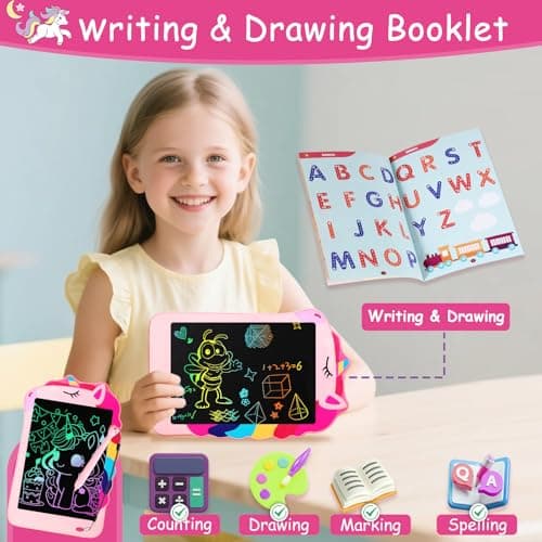 LCD Writing Tablet, Unicorn Drawing Pad Doodle Board, Colorful Toddlers Toys Drawing Board, Educational Toys for Boys Girls 3 4 5 6 7 8 Year Old Christmas and Birthday Gifts - Thumbnail 2
