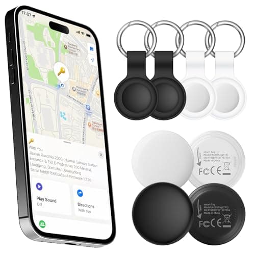 Air Tracker Tags-4 Pack[Apple MFi Certified] (iOS Only), Bluetooth Tracker for Apple Find My, Key Finder and Item Locator Smart Tag for Vehicles, Wallet, Keys, Luggage, Suitcases