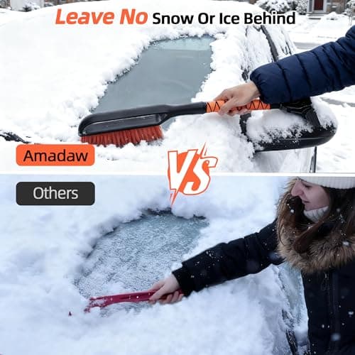 AMADAW 27" 2-in-1 Snow Brush and Ice Scrapers for Car Windshield [Military-Grade Rugged Durability] Removable for Easy Storage, Suitable for Sedans, SUVs and Trucks（Orange） - Thumbnail 3