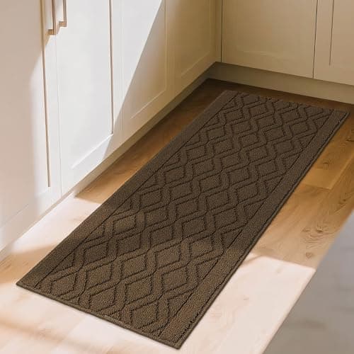 COSY HOMEER-Kitchen-Rugs-and-Mats 20"x48" Non Slip Kitchen Mats for Floor Absorbent Washable Kitchen Runner Standing Floor Mat for Sink Mat,Entry,Laundry,Polypropylene,Brown - Image 1