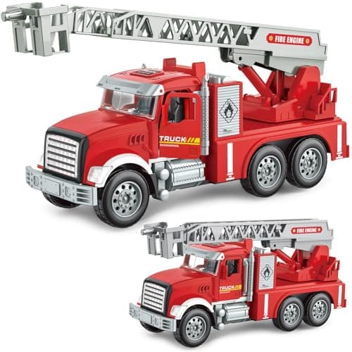 Toddler Boy Toys, Fire Trucks for Toddlers 3-5, Lights Music Toy Cars with 1 Rotating Extend Ladder, Firetrucks with 2 Opening Doors, Baby Toys for 3 4 5 6 Year Old Boy, Kids Christmas Birthday Gift