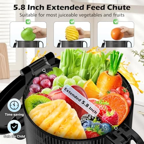 Juicer Machines with 5.8" Large Chute, 2-in-1 Cold Press Juicer for Whole Vegetables Fruits 400W, Masticating juicer Easy to Clean Juice Extractor Machine for Making Nut Mike, Juice, Premium Gray - Thumbnail 5
