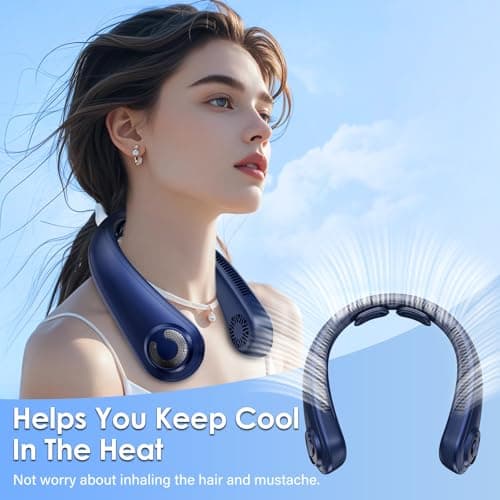 AUIIAH Portable Lightweight Neck Fan with Neck Support, Birthday Gifts for Men Women Dad Mom, Rechargeable Personal Wearable Cooling Neck Fans for Hot Flashes, Disneyland, Travel, Camping Essentials - Thumbnail 4