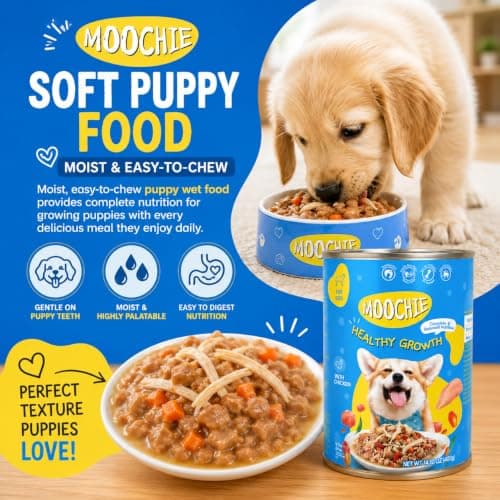 MOOCHIE Healthy Growth Wet Puppy Food - Chicken & Beef Liver - Grain Free - No Artificial Flavors or Preservatives - 4 × 14.10 oz cans - Thumbnail 3