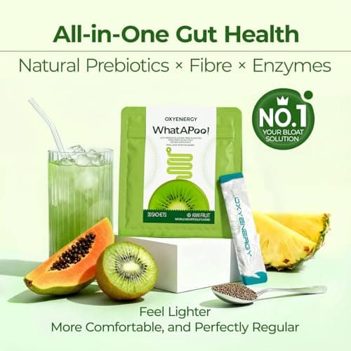 OxyEnergy Psyllium Husk Powder, Fiber Powder Supplement for Gut Health Kiwi Flavored Daily Soluble Bloating Relief & Digestive, Vegan, Gluten-Free, Non-GMO Plant-Based, 30 Packets - Thumbnail 2