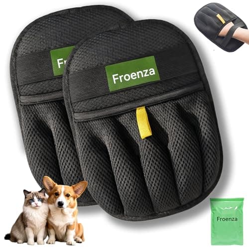 2PCS Pet Hair Removal Glove for Dogs & Cats- Upgraded 10mm Thickened Electrostatic Magic Brush- Pet Hair Remover Glove for Couch, Furniture, Clothes, Car & Carpet, Reusable Pet Hair Removal Tool