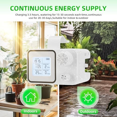 Automatic Plant Watering Devices with Programmable Water Timer and LED Display,Automatic Drip Irrigation Kit System for 15 Potted Plants Outdoor Indoor Garden Balcony Vacation - Thumbnail 2