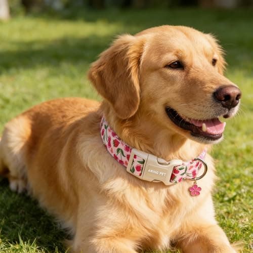 ARING PET Dog Collar, Cute Spring Summer Strawberry Cherry Pet Collars for Puppy Small Medium Large Boy Girl Dogs-M, for Daily Outdoor Walking Training - Thumbnail 5