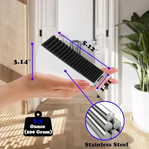 HOOFUS Adjustable Spring Large Door Stop,Heavy Duty Tall up to 3.14 inches Wedge Door Stoppers for Bottom of Door,Stainless Steels Door Holder(Sliver, 1 Pack) - Thumbnail 2