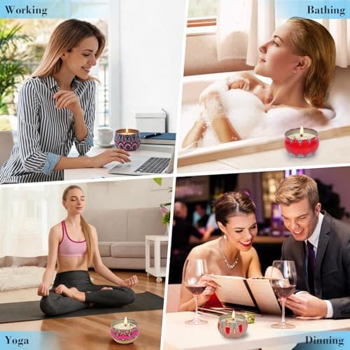 MILINITIQI 4 Pack Candles Gift Set for Women, Small Scented Candles with 8% Essential Oils, Natural Soy Candle with Floral Scents, Elegant Gifts for Women,Men, Spa,Bath,Yoga,Birthday Valentine's Day - Thumbnail 6