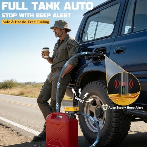 Ecarke 5 GPM Cordless Fuel Transfer Pump for Gasoline Diesel, Portable Gas Can Pump with Auto Shut-Off & Beep Alert, Compatible with DeWalt 20V & Milwaukee 18V Batteries, 51" Hose & 5 Adapters - Thumbnail 4