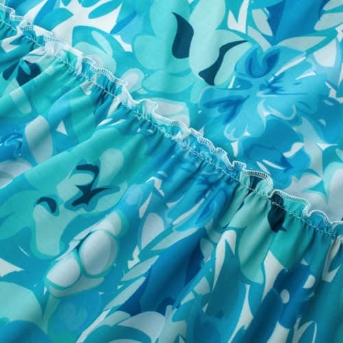 GRACE KARIN Summer Dresses for Women 2026 Vacation,Smocked Floral Maxi Dresses,Boho Beach Long Sundress Blue Green S - Thumbnail 5