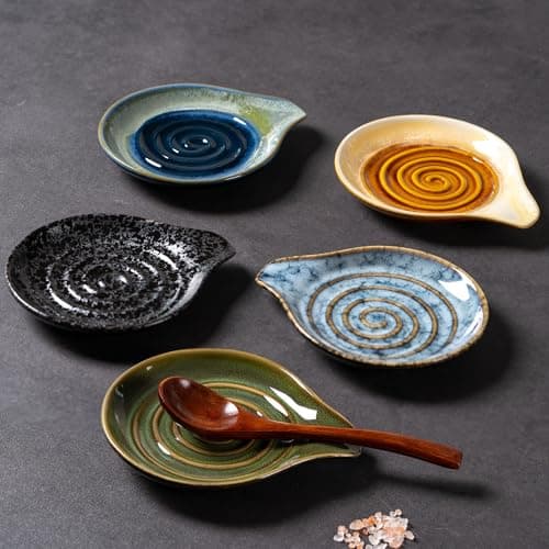 Large Spoon Rest for Stove Top, 6" Ceramic Spoon Holder for Kitchen Countertop, Coffee Spoon Rest, Cooking Spatula Holder for Spoons, Ladles or Tongs, Gift Green（No spoon included） - Thumbnail 3