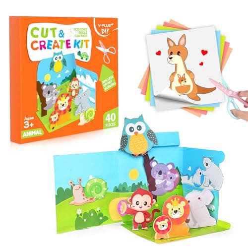 YPLUS Scissor Skills Activity Book for Kids Ages 3–7, 40 Paper Cutting Projects with Safety Scissors, Preschool Paper Craft Supplies for Fine Motor Skills & Art Learning
