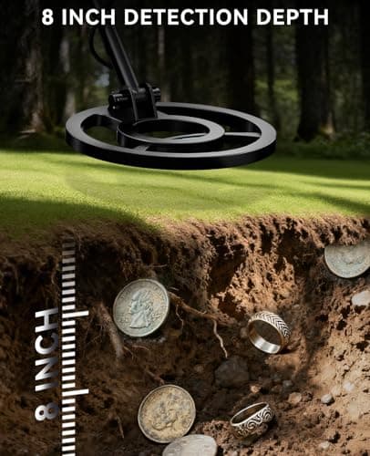 SUNPOW Rechargeable Metal Detector for Adults & Kids - Gold Finder with 1500mAh Lithium Battery, 20H Runtime, High Accuracy 8" Depth & 4 Modes for Beach & Shallow Water Treasure Hunting - Thumbnail 5