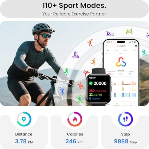 Smart Watch for Men, Mens Smart Watches for Android/iPhone/Samsung, Make/Answer Call & Alexa, Smartwatch with Heart Rate/Sleep/SpO2/Stress Monitor, 100+ Sport Modes Waterproof Fitness Tracker-Black - Thumbnail 6