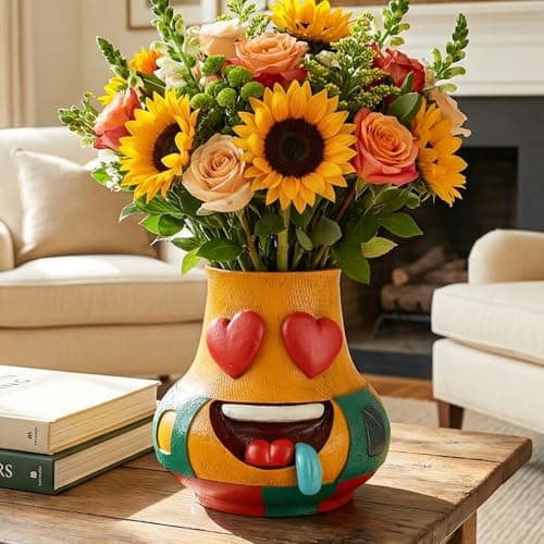 U WONDERFUL Cute Flower vase - Flower Vase Unique, Funny Cool Face Vase, Gifts for Couples, Home Decor Living Room, Art Deco Vase for Table Centerpiece Wedding Dining Office House - Image 1