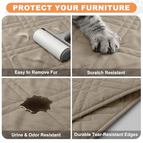 Vmeyiek 100% Waterproof Dog Bed Cover Pet Blanket(30"x71"),7-Layer Reversible Washable Sofa Couch for Furniture Car (Khaki+Khaki) - Thumbnail 6
