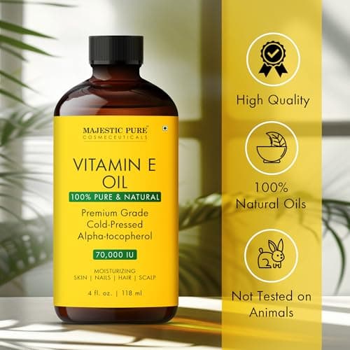 Majestic Pure Vitamin E Oil 4 Oz Vitamin E oil for Skin, Face Oil, Hair Oil and Body Oil- 100% Pure and Natural, 70,000 IU- Cold Pressed Hexane Free Non-GMO Gluten Free Formula - Thumbnail 3