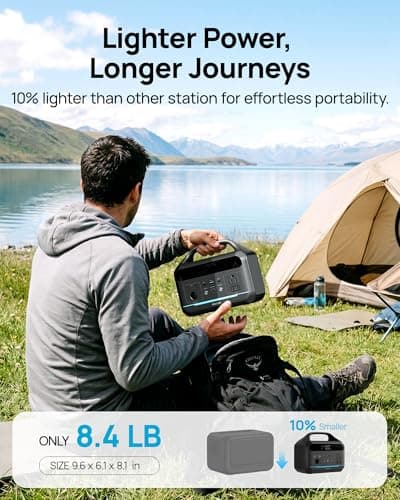 DARAN Portable Power Station 600W(1200W Surge) - 288Wh(90,000mAh) Solar Generator LiFePO4 Battery with AC DC Outlets, 8.3LB Portable Charging Station for Camping, RV, Home, Emergency (Solar Optional) - Thumbnail 6