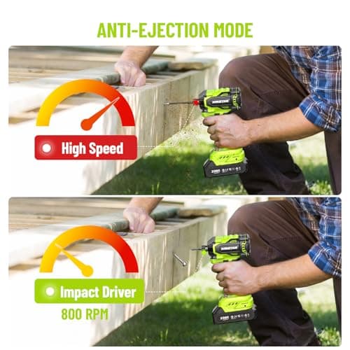 Robustrue Impact Driver: 21V 1/4" Hex Cordless Impact Driver, 230N.m (2,035in-lbs) Brushless Impact Driver Drill Set, 20Psc Screwdriver Bits, 2.0 Ah Battery, Variable Speed for DIY and Automotive - Thumbnail 6