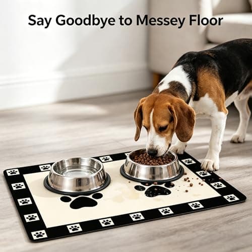 Dog Food Mats for Floors, Absorbent and Quick-Drying Cat Food Mat 24"x16" Easy Clean Pet Feeding Mat, Eating Mat for Messy Drinking Water - Thumbnail 2