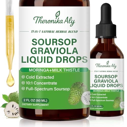 Theronika Aly Soursop Bitters Liquid Drops 11-in-1 Herbal Blend with Soursop Extract, Sea Moss, Moringa, Turmeric, Black Cumin & Milk Thistle, Soursop Drops for Daily Wellness, 2 Fl Oz - Image 1