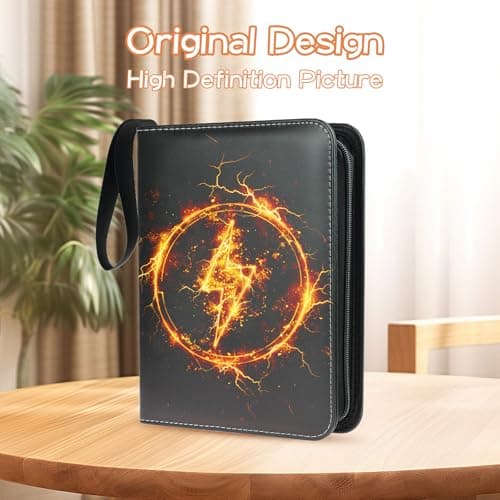 Trading Card Binder 4 Pocket, Fits 400 Cards with 50 Removable Sleeves, Portable TCG Album Folder for Standard Size Game Cards, Sports Card Holder Book for Collectors, Thunder Surge - Thumbnail 4