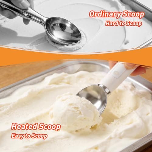 Dalicode Heated Ice Cream Scoop – Electric Scooper for Hard Ice Cream and Desserts, Handheld Heating Up to 158°F, Rechargeable with LED Display, Easy to Clean, Ideal Summer Gift (Upgraded White) - Thumbnail 5